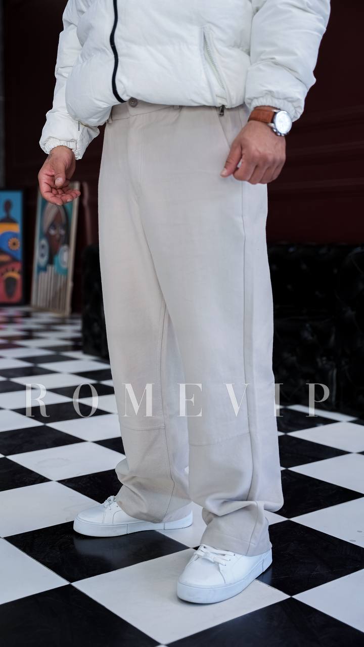 شلوار کتان نیم بگ