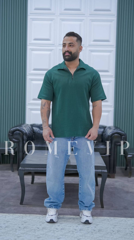 تیشرت مردانه نیم زیپ مدل کبریتی - روم وی آی پی