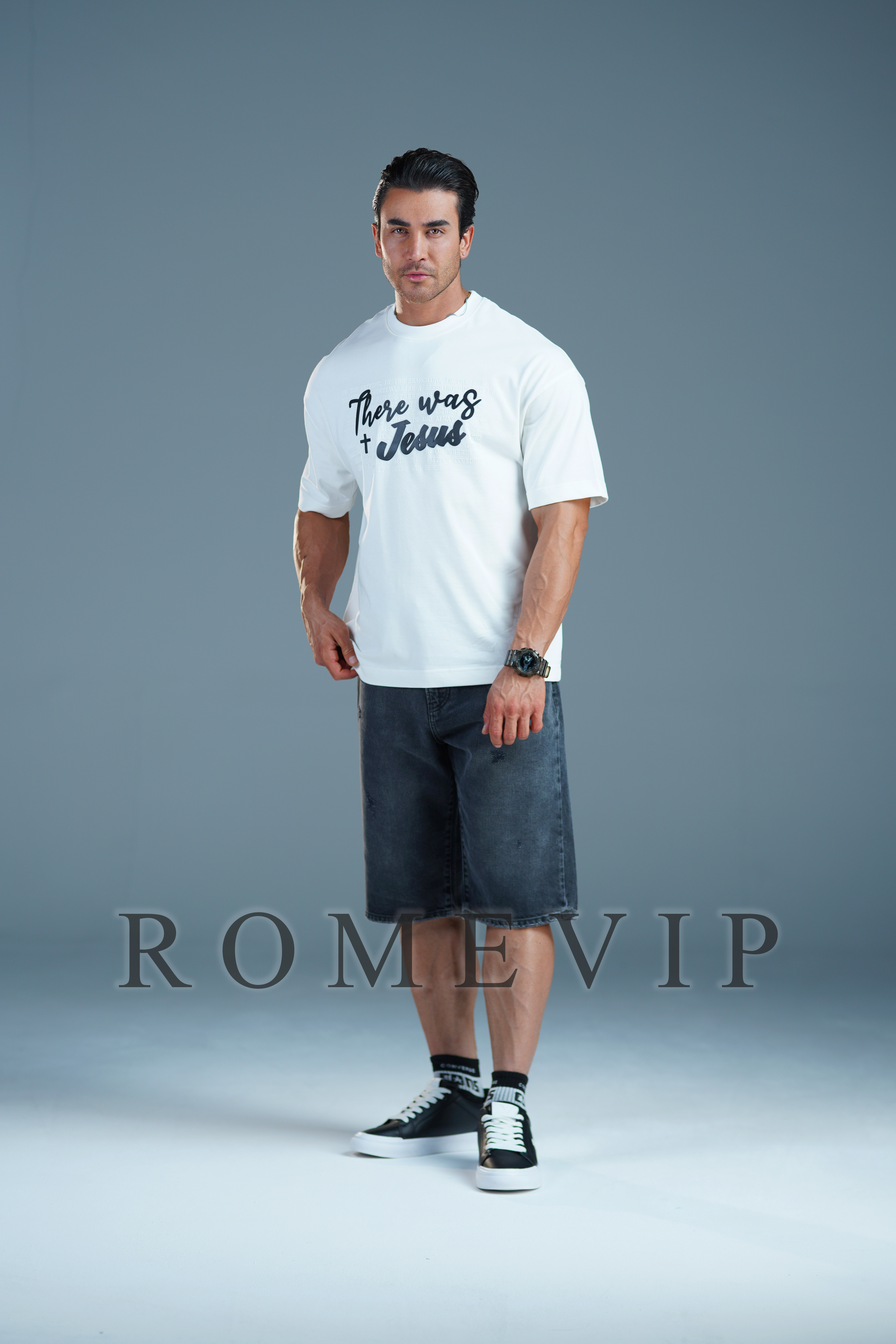 تیشرت چاپی باکسی مردانه ROME VIP