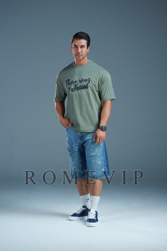 تیشرت چاپی باکسی مردانه ROME VIP