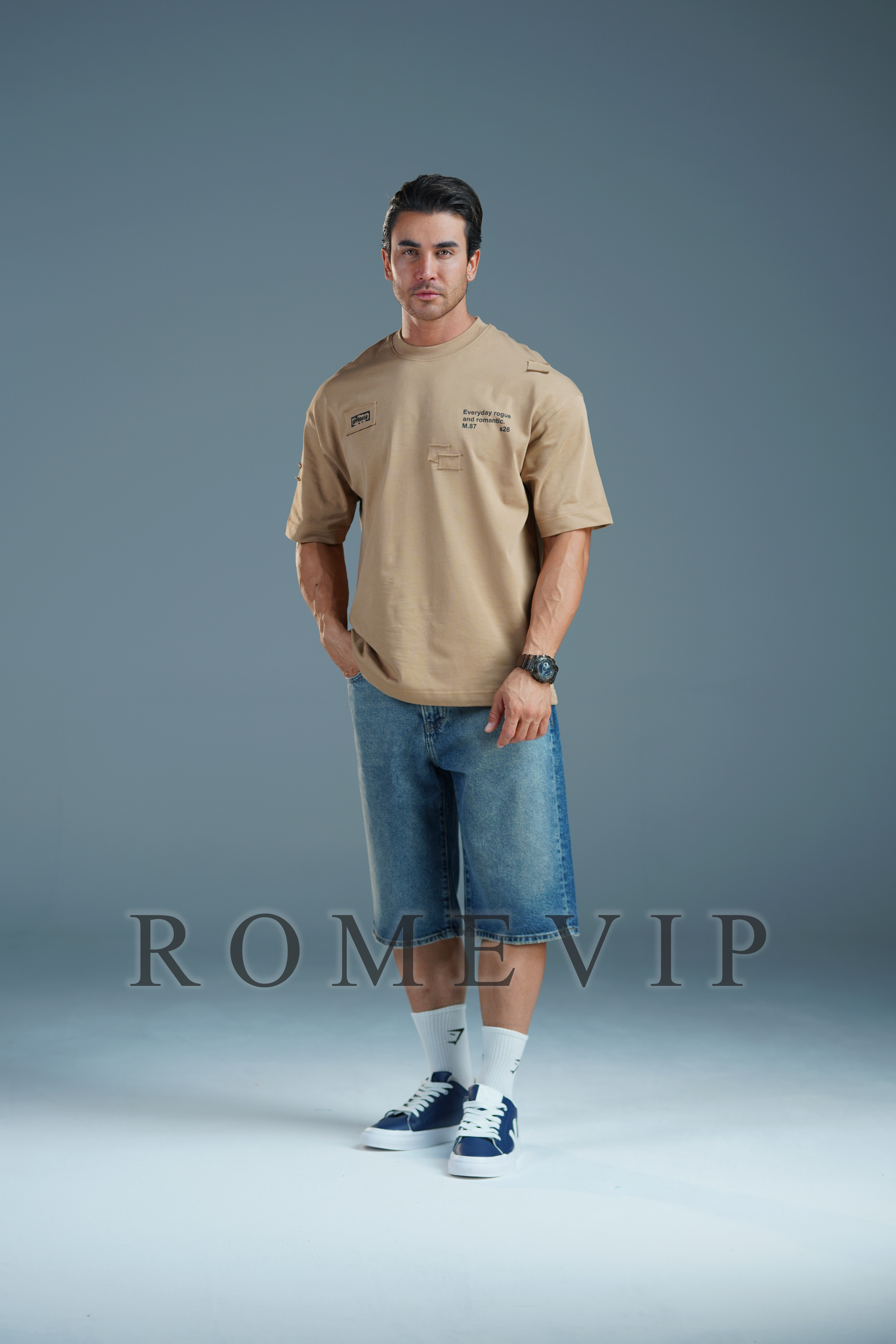 تیشرت باکسی تیکه دوزی مردانه ROME VIP